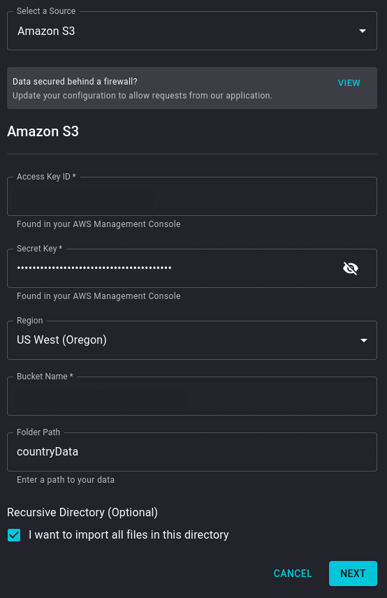 Connect to AWS S3
