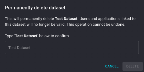 Delete Dataset Prompt